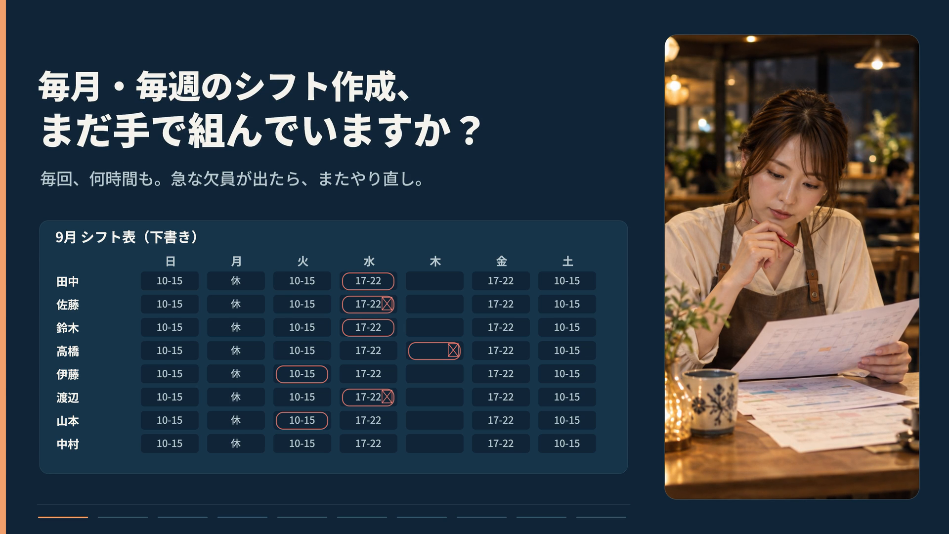 勤怠シフト管理 写真調CMの一場面